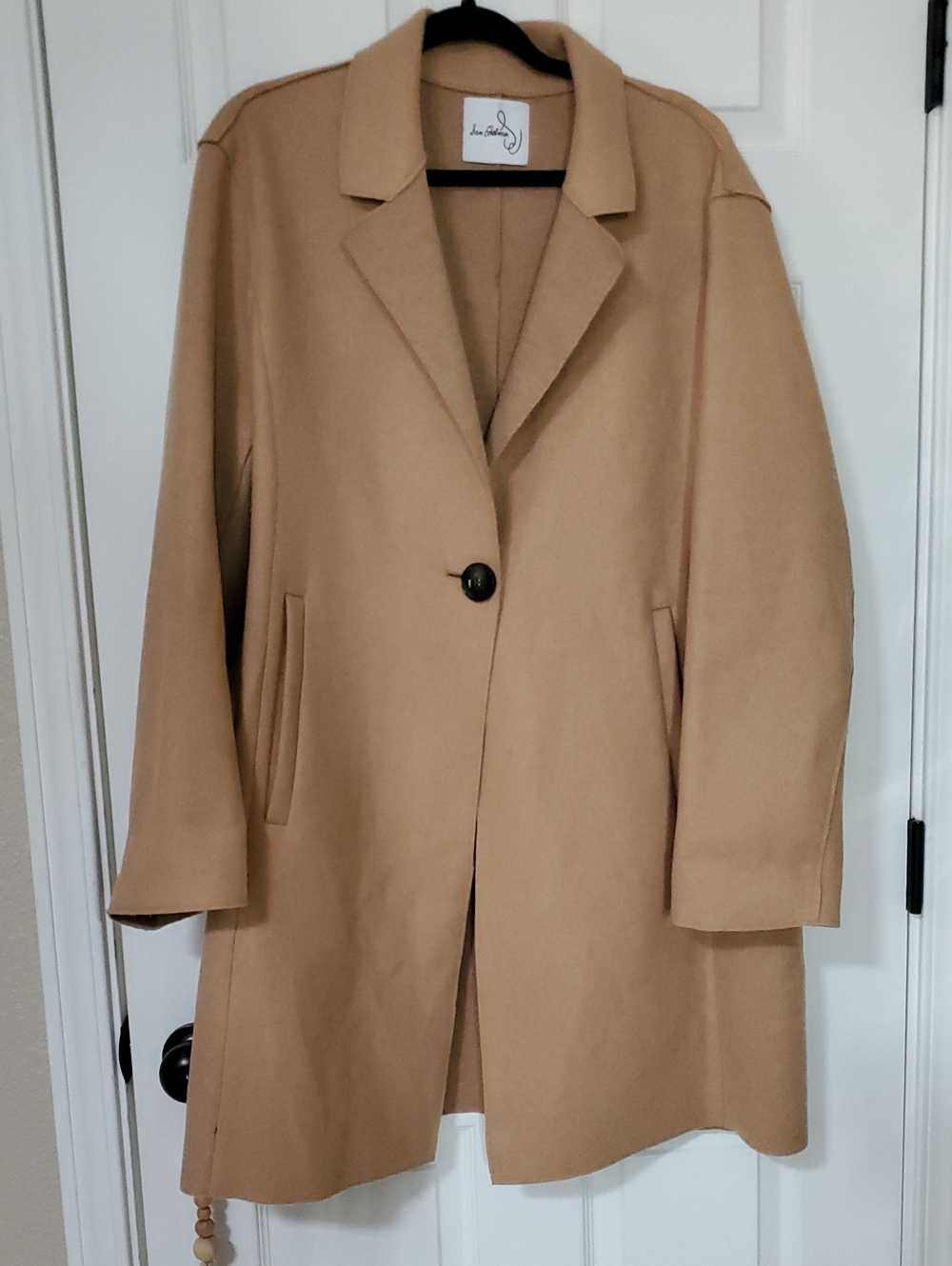Women's Camel Single-Button Wool Coat
